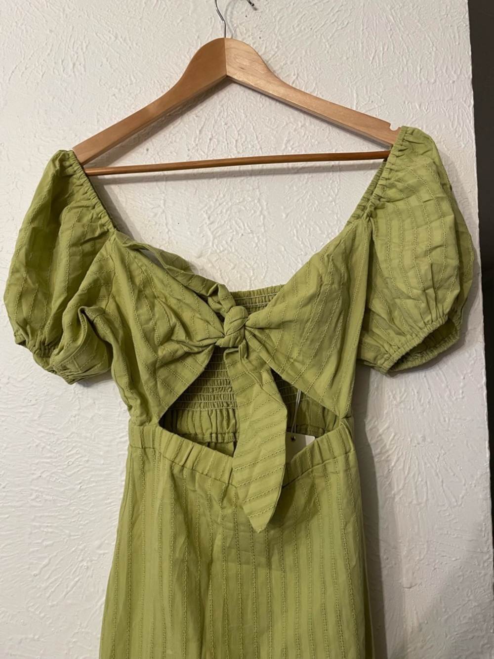 NWT Show Me Your MuMu Green Midi GABRIELLE TIE DRESS Puff Sleeves XS - Picture 4 of 8